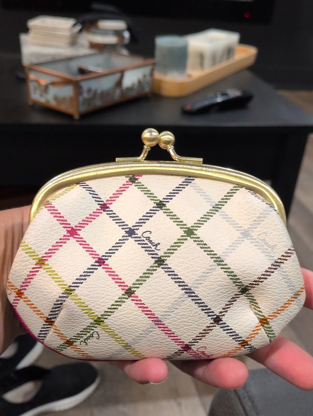 Coach Poppy Tattersall Kiss-Lock Coin Pouch